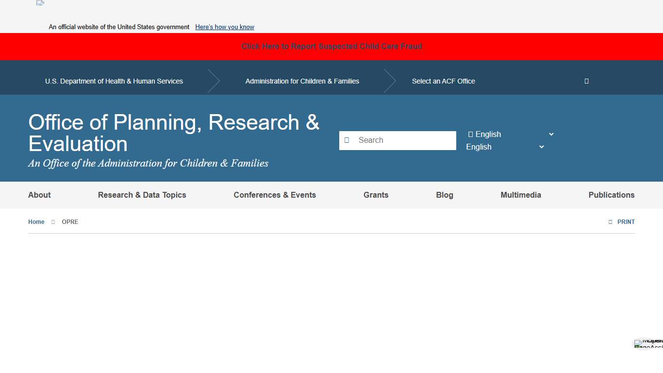 OPRE The Administration for Children and Families