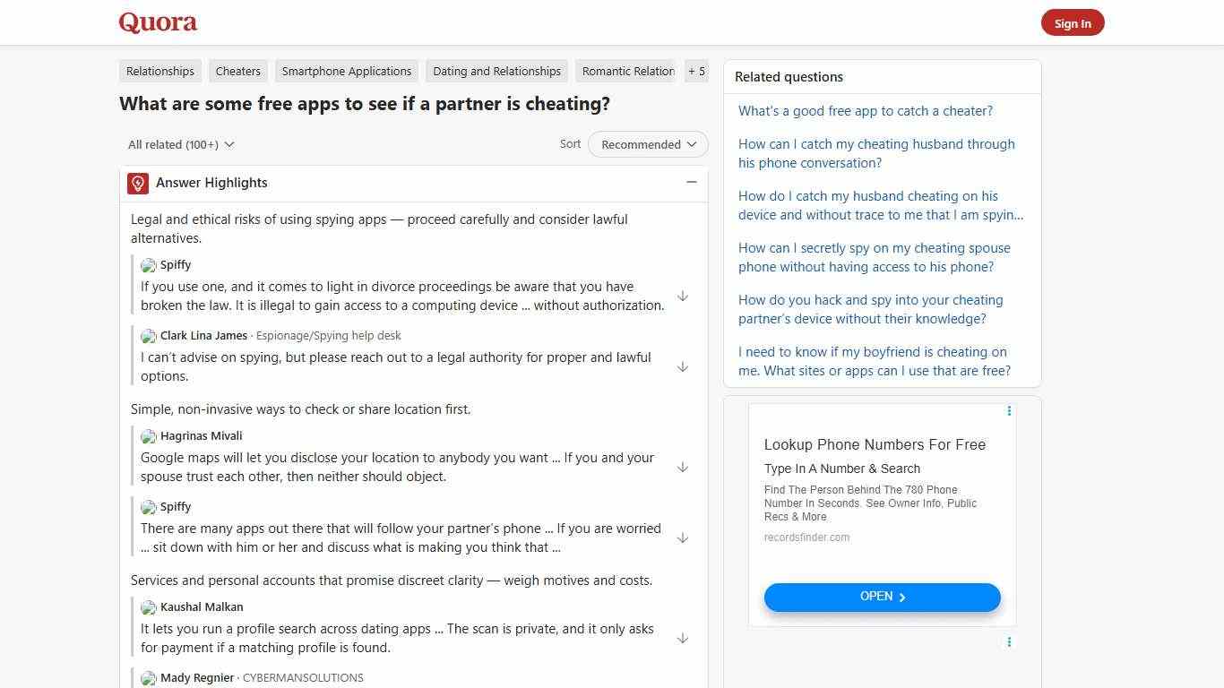 What are some free apps to see if a partner is cheating? - Quora